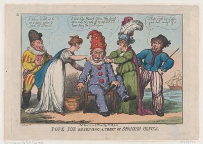 Paus Joe Krijgt een Traktatie van Spaanse Olijven door Thomas Rowlandson