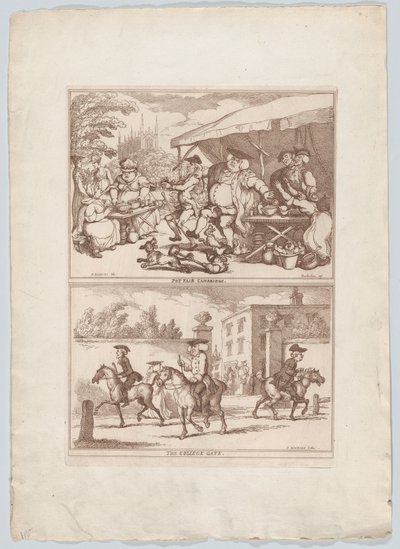 Pottenmarkt Cambridge, en, De Collegepoort door Thomas Rowlandson