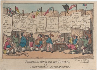 Voorbereidingen voor het Jubileum of Buitengewone Theatrale Voorstellingen, 24 oktober 1809 door Thomas Rowlandson
