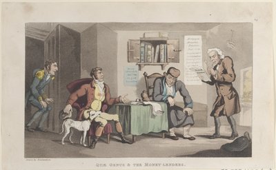 Quae Genus & De Geldschieters, uit De Geschiedenis van Johnny Quae Genus, De L..., 1 september 1821 door Thomas Rowlandson