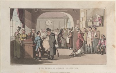 Quae Genus op zoek naar dienst, uit De Geschiedenis van Johnny Quae Genus door Thomas Rowlandson