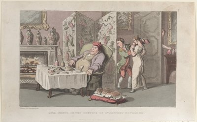 Quae Genus, in dienst van Sr. Jeffery Gourmand, uit De Geschiedenis van Johnny door Thomas Rowlandson