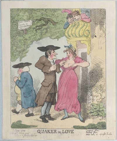 Quaker verliefd, 1815 door Thomas Rowlandson