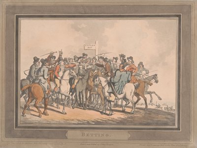 Racen [set van zes]:  6. Wedden door Thomas Rowlandson