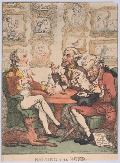 Raising the Wind door Thomas Rowlandson