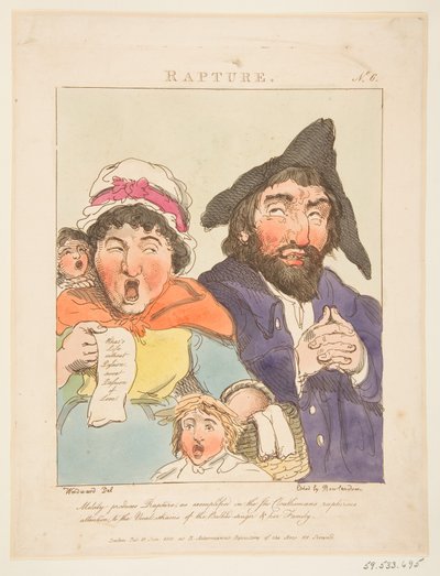 Rapture Le Brun Travested, of Karikaturen van de Passies door Thomas Rowlandson