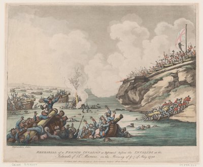 Repetitie van een Franse invasie uitgevoerd voor de invaliden op de eilanden van ..., 18 mei 1798 door Thomas Rowlandson