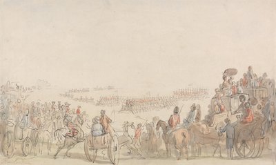 Verslag van de Light Horse Volunteers op Wimbledon Common door Thomas Rowlandson