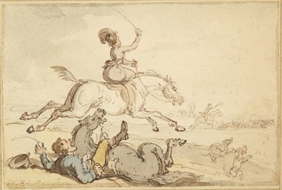 Ruiter Geworpen bij een Jacht door Thomas Rowlandson
