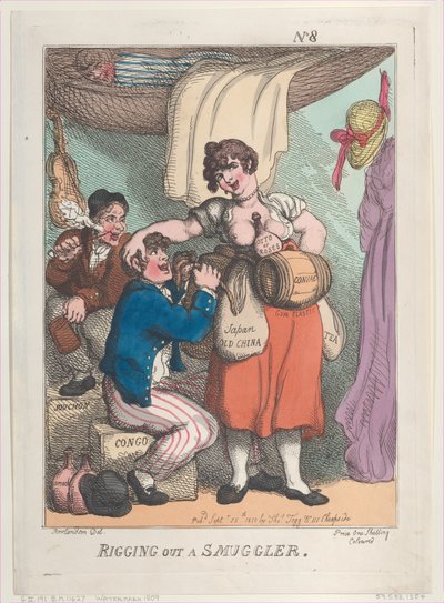 Een Smokkelaar Uitrusten, 25 september 1810 door Thomas Rowlandson