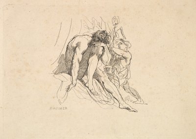 Riviergod met Kind door Thomas Rowlandson