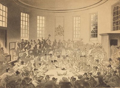 Koninklijke Hanenwedstrijd, gepubliceerd 1808 door Thomas Rowlandson