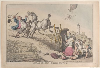 Plattelandssporten: Ballonjacht, 25 oktober 1811 door Thomas Rowlandson