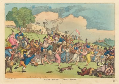 Plattelandsporten. Schortjesrace door Thomas Rowlandson