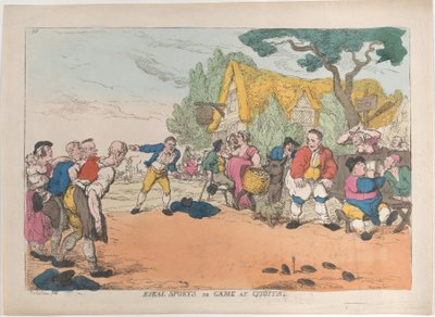 Plattelandssporten of Spel bij Quoits door Thomas Rowlandson