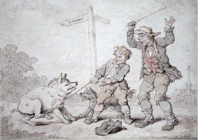 Roestige Bacon (Koppigheid en Overreding) door Thomas Rowlandson
