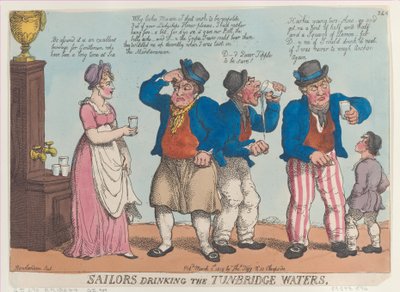 Zeelieden die het Tunbridge-water drinken door Thomas Rowlandson