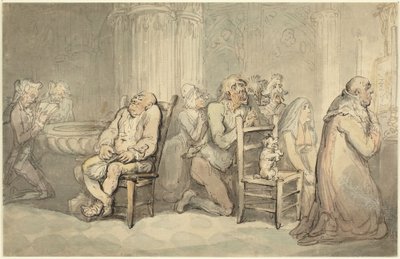 Scène in een Franse kerk door Thomas Rowlandson