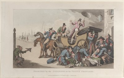 Doorzocht door de douaniers aan de Franse grens, uit Journal of Sentimental Travels door Thomas Rowlandson