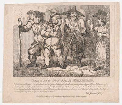 Vertrek uit Edinburgh Pittoreske Schoonheden van Boswell, Deel de Tweede, 30 mei 1786 door Thomas Rowlandson