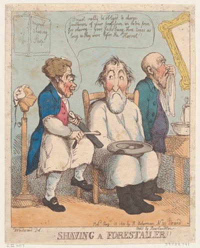 Een voorloper scheren, 15 augustus 1800 door Thomas Rowlandson