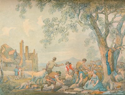Schapenscheren, ca. 1776-1827, 1906 door Thomas Rowlandson