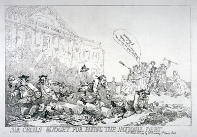 Sir Cecils begroting voor het afbetalen van de nationale schuld door Thomas Rowlandson
