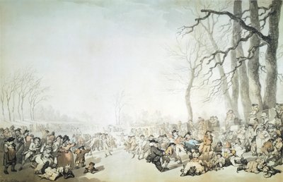 Schaatsers op de Serpentine, City of Westminster, Londen door Thomas Rowlandson