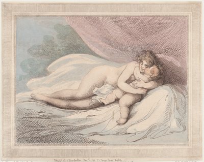 Slapende Venus die een kind knuffelt, 1 januari 1799 door Thomas Rowlandson