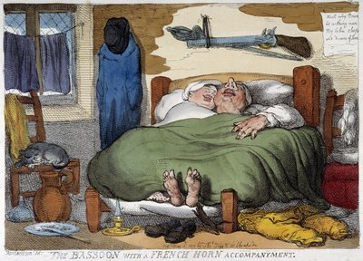 Slapend koppel snurkend - karikatuur door Rowlandson door Thomas Rowlandson