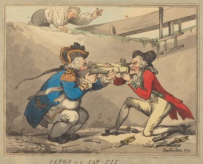 Slakken in een Zaagkuil door Thomas Rowlandson
