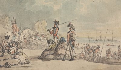 Soldaten gaan aan boord door Thomas Rowlandson