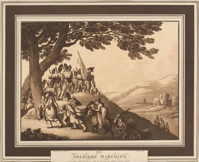 Soldaten marcheren, c.1798 door Thomas Rowlandson