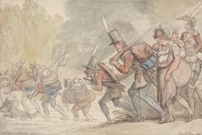 Soldaten op mars door Thomas Rowlandson