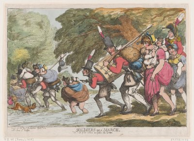 Soldaten op mars door Thomas Rowlandson
