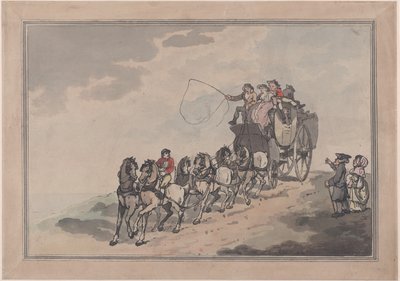 Postkoets en Zes, 1786-93 door Thomas Rowlandson