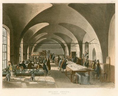 Stempelbureau, Somerset House, Strand, Londen door Thomas Rowlandson