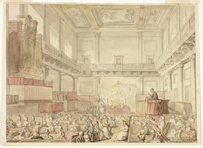 Studie voor Koninklijke Kapel, Whitehall, uit Microcosm of London door Thomas Rowlandson