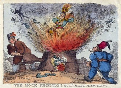 De nep feniks! Of een vergeefse poging om opnieuw op te staan door Thomas Rowlandson