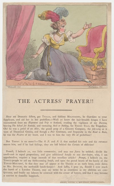 Het gebed van de actrice!!, 10 augustus 1801 door Thomas Rowlandson