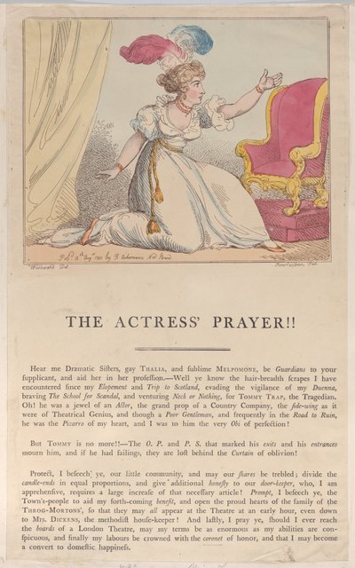 Het Gebed van de Actrice!!, 10 augustus 1801 door Thomas Rowlandson
