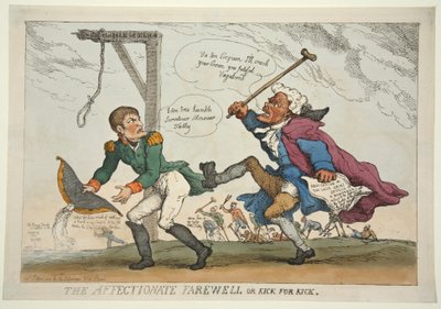 Het liefdevolle afscheid of schop voor schop, pub. 1814 (handgekleurde gravure) door Thomas Rowlandson