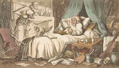 Het testament van de antiquair, The English Dance of Death, plaat 2, april 1, 1814 door Thomas Rowlandson