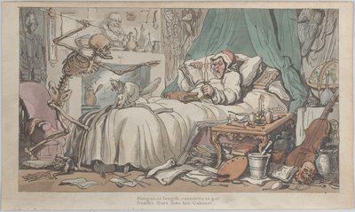 Het laatste testament van de antiquair uit The English Dance of Death, vol. I, plaat 2, 1816 door Thomas Rowlandson