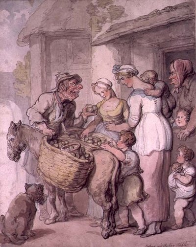 De Appelverkoper: Bakken en Koken van Appels door Thomas Rowlandson