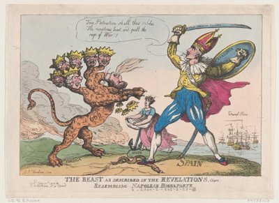 Het Beest Zoals Beschreven in de Openbaringen, Hoofdstuk 13, Lijkend op Napoleon Buonaparte, 22 juli 1808 door Thomas Rowlandson