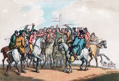 De Wedpost, Humours of Fox Hunting, 1799 door Thomas Rowlandson
