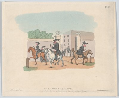De collegepoort, 1 mei 1803 door Thomas Rowlandson