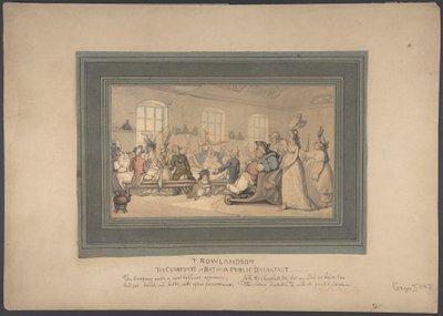 De geneugten van Bath: een openbaar ontbijt door Thomas Rowlandson