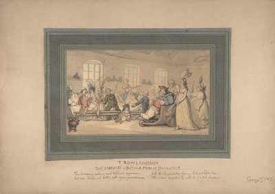 De gemakken van Bath en openbaar ontbijt, 1780-1827 door Thomas Rowlandson